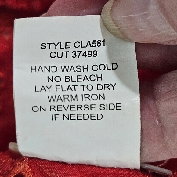 Figueroa & Flower Boho Peasant Rusty Orange Lace Button Neck Top Size Medium - Picture 6 of 9